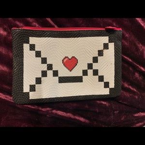 Black and white heart make up bag